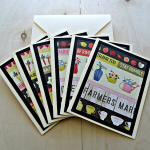 Marché fermier : lot de 6 cartes avec enveloppes, fiches de correspondance en papier cartonné, tout usage