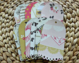 My story:Set of 12 extra large gift tags,die-cuts,oval,scalloped,all purpose variety tags