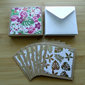 Gold Leaf Note Cards: Handmade Kraft Paper Cards with Envelopes