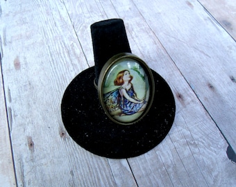 Purple fairy:Glass cabochon ring,adjustable,18x25mm,antique bronze ring,fairy cabochon ring