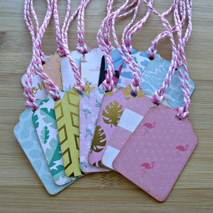Tropicana:Set of 14 variety small gift tags,beach,summer,all purpose hanging tags with twine