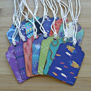 Ocean wonder:Set of 14 variety small gift tags,nautical,sea themed,hanging tags with twine