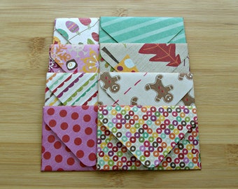 Snow day:Christmas gift card holders set of 8,mini gift card envelopes,variety holiday envelopes