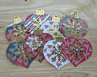 Classic Christmas:Set of 8 variety ornament tags,die-cut hanging seasonal gift tags