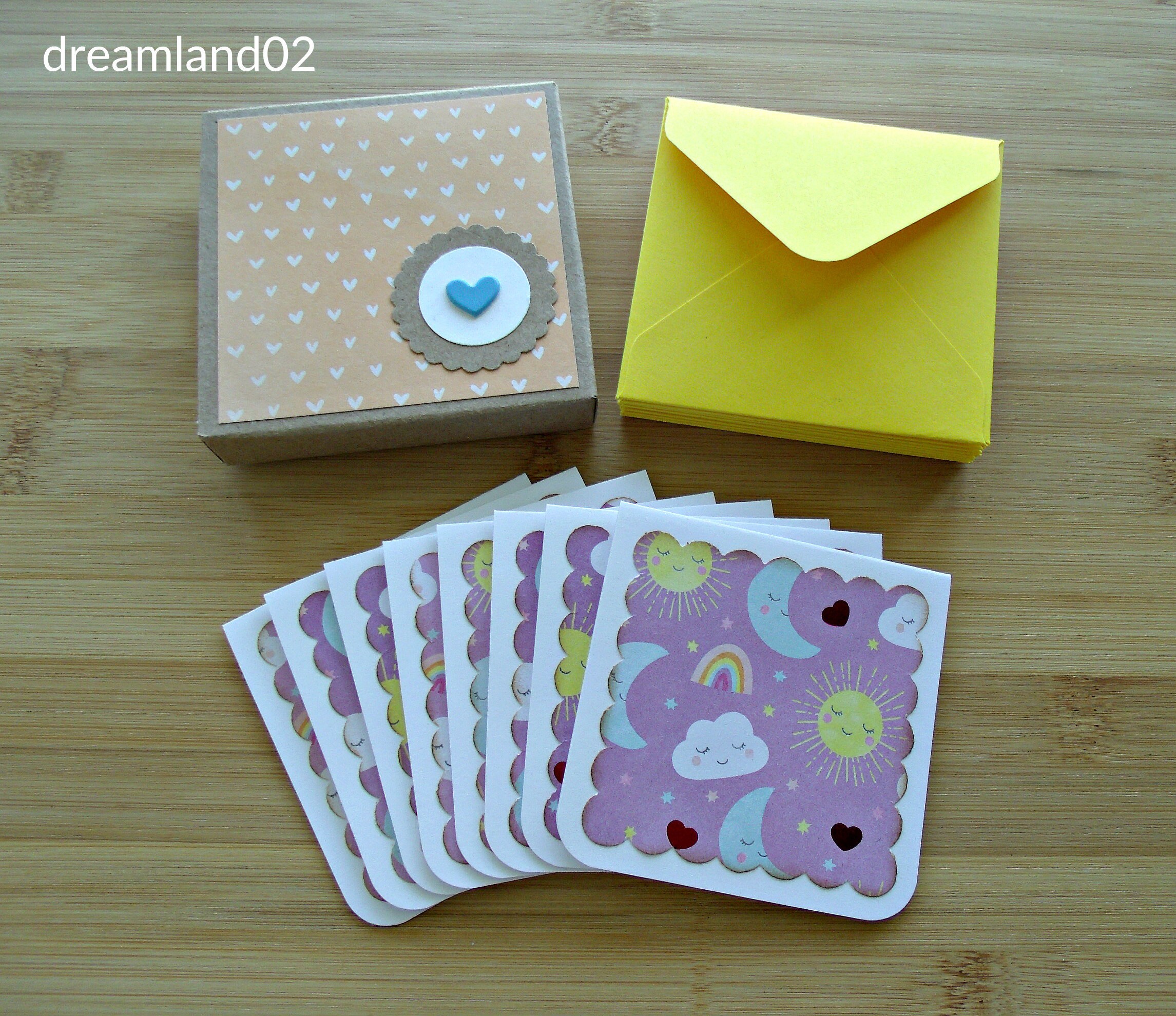 Dreamland:set of 8 Mini Note Cards,3x3 Boxed Cards With Envelopes,4 ...