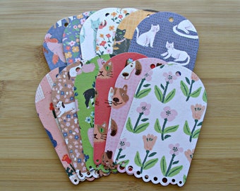 Paw prints:Set of 12 extra large gift tags,die-cuts,oval,scalloped,variety pet themed tags