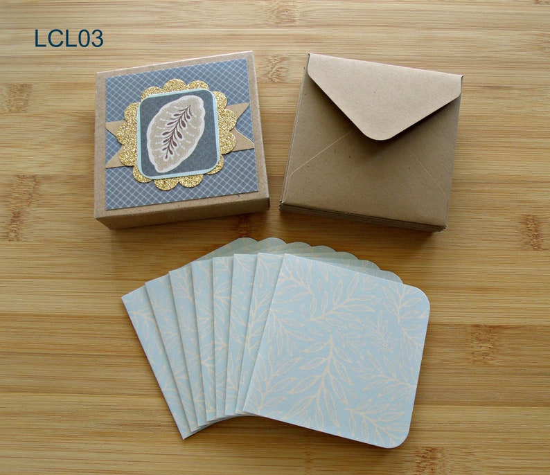 Linen Closet:set of 8 Printed Cardstock Note Cards,3x3 Mini Boxed Cards ...