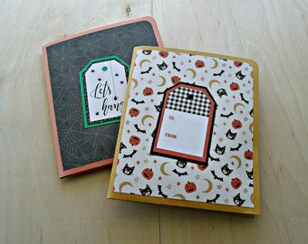 Falloween:Set of 6 variety Halloween themed A2 cards and envelopes with portfolio//note card holder,2 options for you to choose