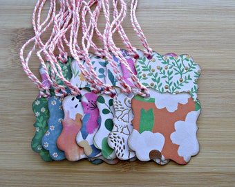 Wild flourish:Set of 14 all purpose gift tags,variety printed cardstock tags with twine