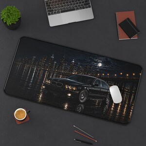 Black Sedan Mouse Pad, Night City Desk Mat, Automotive Gaming Mousepad, Large Desk Mat, Car Lover Gift, Dark Aesthetic Setup