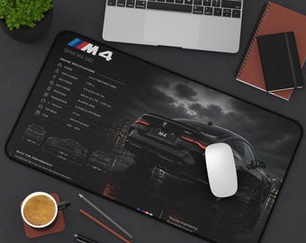 BMW M4 G82 Mouse Pad XXL 12x18 16x32 Gaming Desk Mat Car Poster Style Automotive Setup Gift for Car Lovers Black Aesthetic