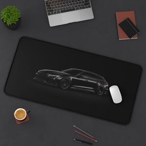 Modern Fastback Wagon musmatta, svart minimalistisk bilskrivbordsmatta, lyxig XL-musmatta 12x18 16x32, stilren speluppsättning