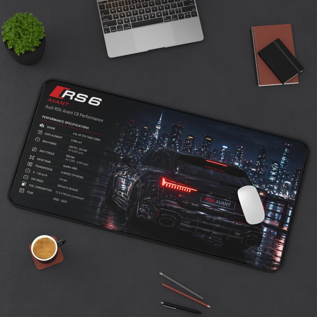 Mouse Pad XXL Audi RS6 Avant C8 Rear View Night Desk Mat Performance ...