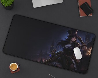 Steampunk Sniper Gaming Mauspad, viktorianisches Jäger Schreibtischset, Fantasy Rifle Mousepad, Gamer Einstellung, erweitertes Maus Pad 16x32 12x18