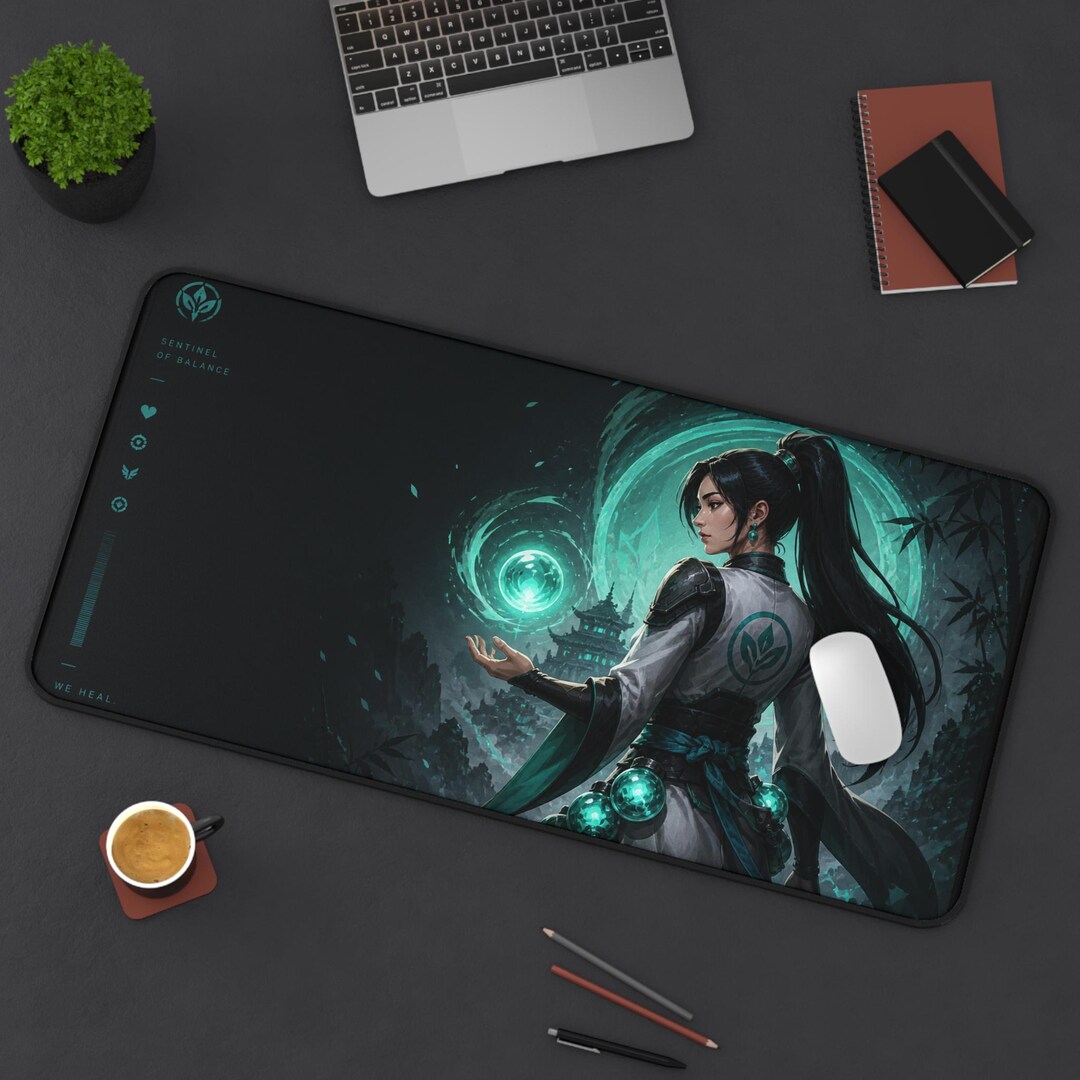 Healing Spirit Gaming Mouse Pad, Teal Fantasy Desk Mat, FPS Aesthetic ...