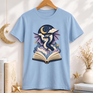 Dragon Book Shirt, Fantasy Reader Tee, Book Lover Gift, Bookish Dragon T-Shirt, Magical Library Tee, Book Club Gift, BookTok Reader Tee