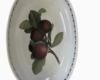 Queen's Hooker Fruit Plums oval casserole dish. Made in Thailand.