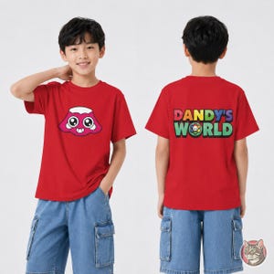 Kids Dandy's World Brightney T-Shirt | Unisex Youth Gaming Tee, Front and Back Print afbeelding 6