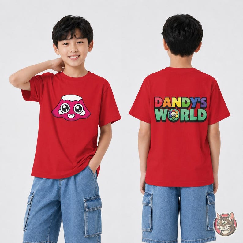 Kids Dandy's World Brightney T-Shirt | Unisex Youth Gaming Tee, Front and Back Print afbeelding 6