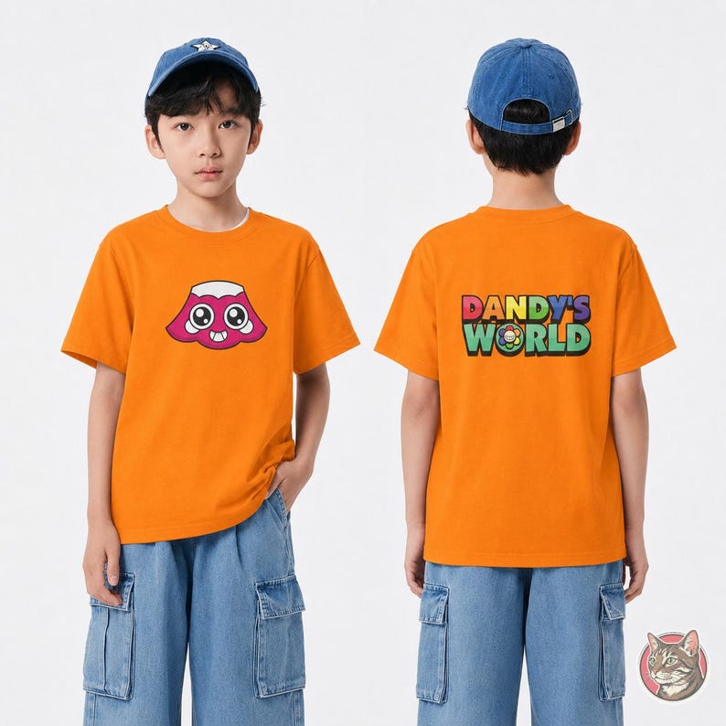 Kids Dandy's World Brightney T-Shirt | Unisex Youth Gaming Tee, Front and Back Print afbeelding 8