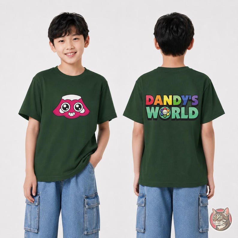 Kids Dandy's World Brightney T-Shirt | Unisex Youth Gaming Tee, Front and Back Print afbeelding 9