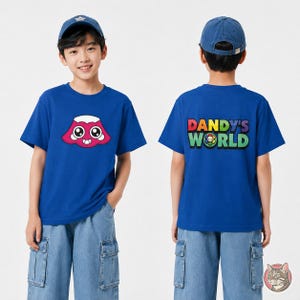 Kids Dandy's World Brightney T-Shirt | Unisex Youth Gaming Tee, Front and Back Print afbeelding 5