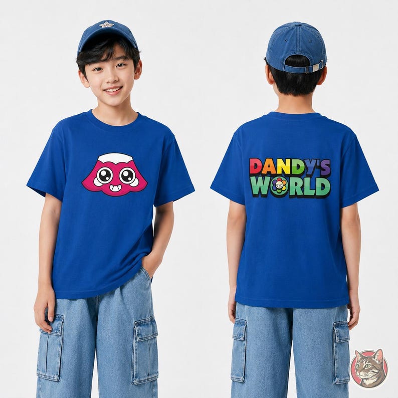Kids Dandy's World Brightney T-Shirt | Unisex Youth Gaming Tee, Front and Back Print afbeelding 5