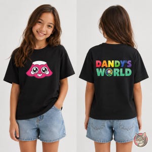 Kids Dandy's World Brightney T-Shirt | Unisex Youth Gaming Tee, Front and Back Print afbeelding 7