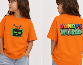 Kids Dandy's World Vee T-Shirt | Unisex Youth Gaming Tee, Front and Back Print