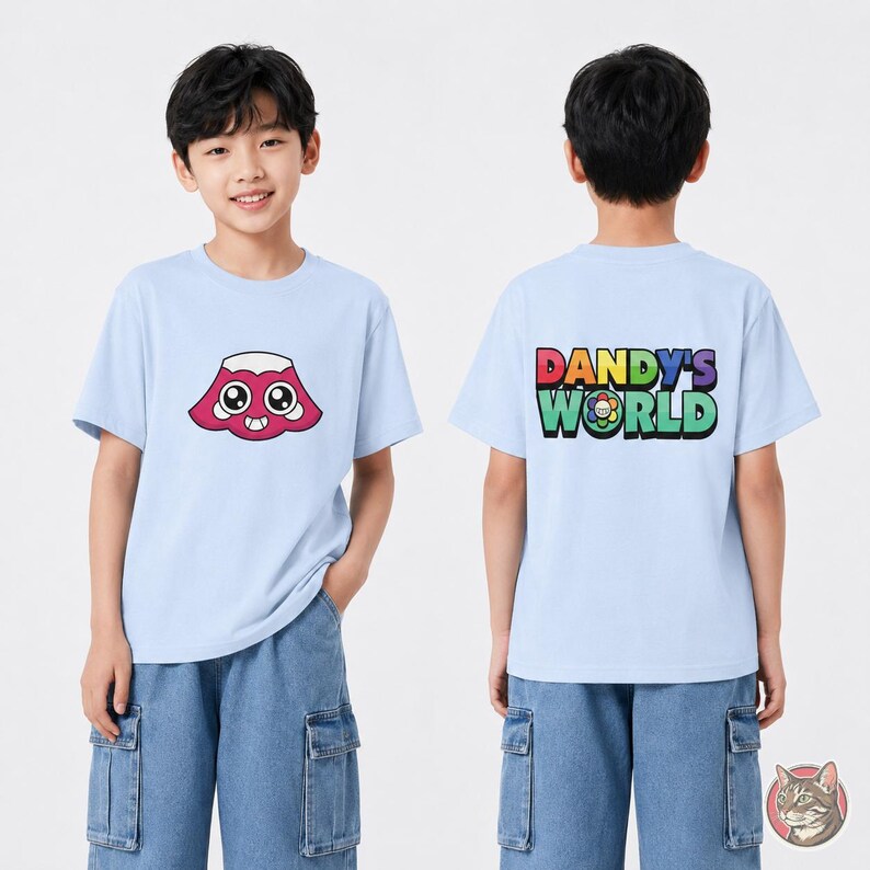 Kids Dandy's World Brightney T-Shirt | Unisex Youth Gaming Tee, Front and Back Print afbeelding 10