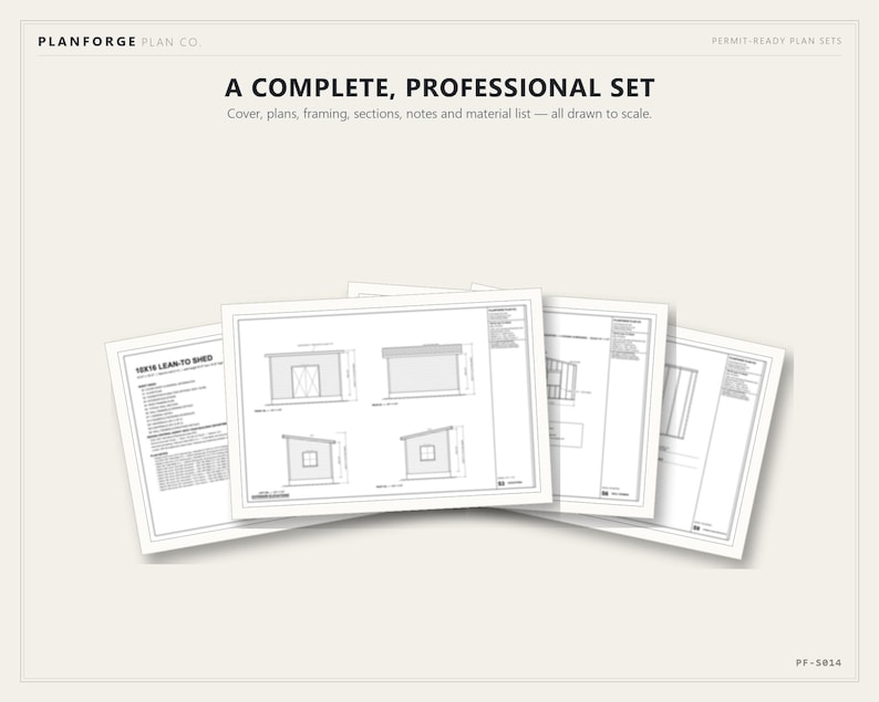 10x16 Lean-To Shed Plans, Permit Ready Mono-Pitch Storage Shed Building Plans with Materials List, Drawn by ICC Certified Building Official image 8