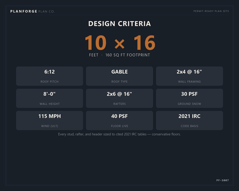 10x16フィートの物置小屋の設計図、建築許可取得準備済みの切妻屋根の物置小屋の建築設計図（材料リスト付き）、ICC認定建築検査官による作図および検査済み 画像 4