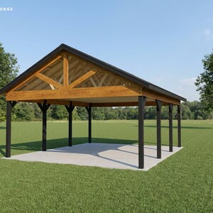 20x24 Pavilion Plans, DIY Permit Ready Backyard Pavilion with Patio Slab, Post Frame Plans, Material List, Drawn by ICC Building Official image 4