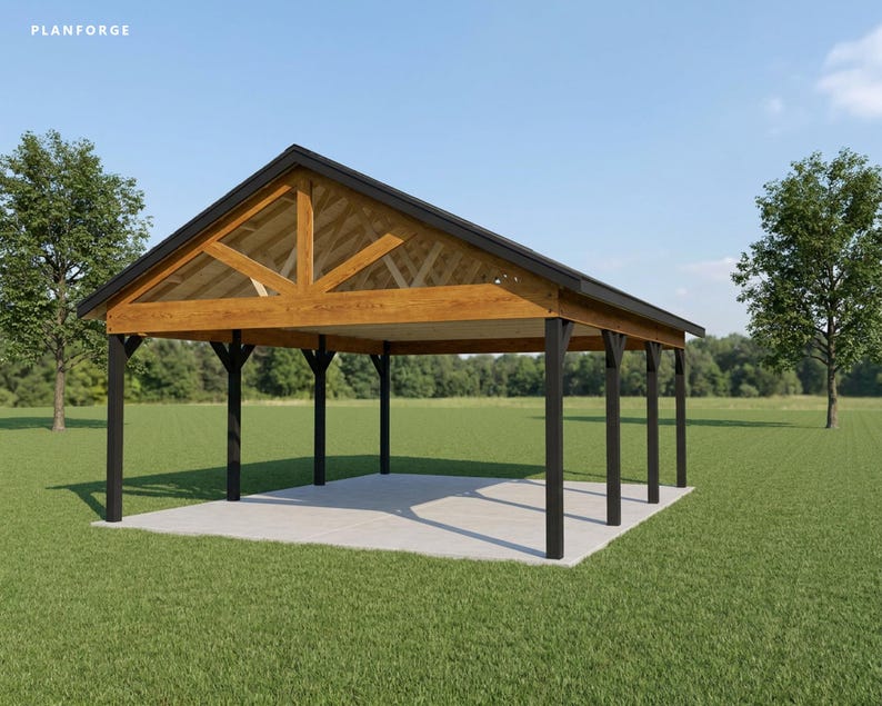 20x24 Pavilion Plans, DIY Permit Ready Backyard Pavilion with Patio Slab, Post Frame Plans, Material List, Drawn by ICC Building Official image 4