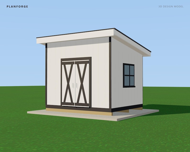 10x12フィートの物置小屋の設計図、建築許可申請準備済みの片流れ屋根の物置小屋の建築設計図（材料リスト付き）、ICC認定建築検査官による作図および確認済み 画像 2