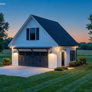 24x24 2 Car Garage Plans with Loft, Permit Ready Carriage House Plans, Exterior Stair, Material List, ICC Building Official imagen 4