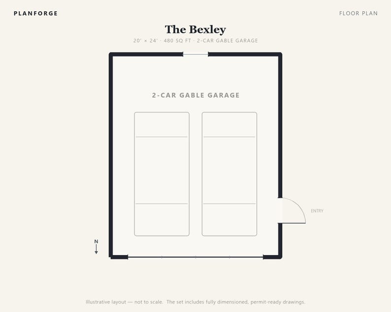 20x24 2 Car Garage Plans, Permit Ready Detached Garage Building Plans, Material List, Drawn by ICC Building Official image 3
