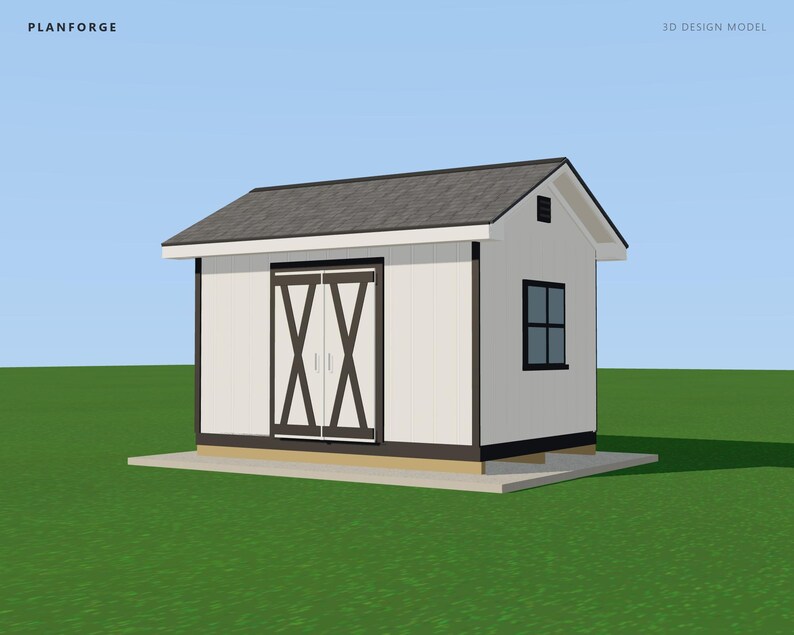 Baupläne für ein 10x14-Fuß-Gartenhaus, genehmigungsfertige Baupläne für ein Satteldach-Gartenhaus mit Materialliste, gezeichnet und geprüft von einem ICC-zertifizierten Baubeamten Bild 2