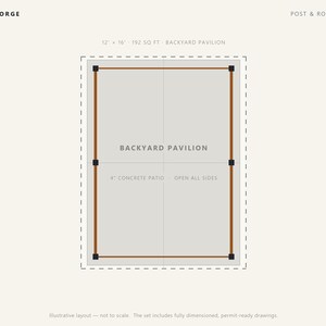 12x16 Pavilion Plans, DIY Permit Ready Backyard Pavilion with Patio Slab, Post Frame Plans, Material List, Drawn by ICC Building Official image 3