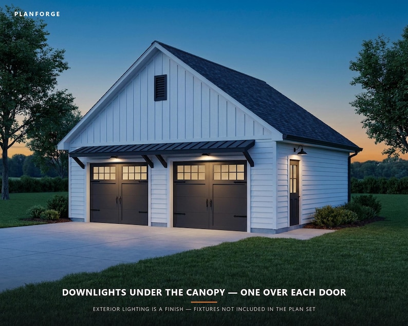 28x26 2 Car Garage Plans with Two Doors, Permit Ready Detached Garage Building Plans, Material List, Drawn by ICC Building Official image 2