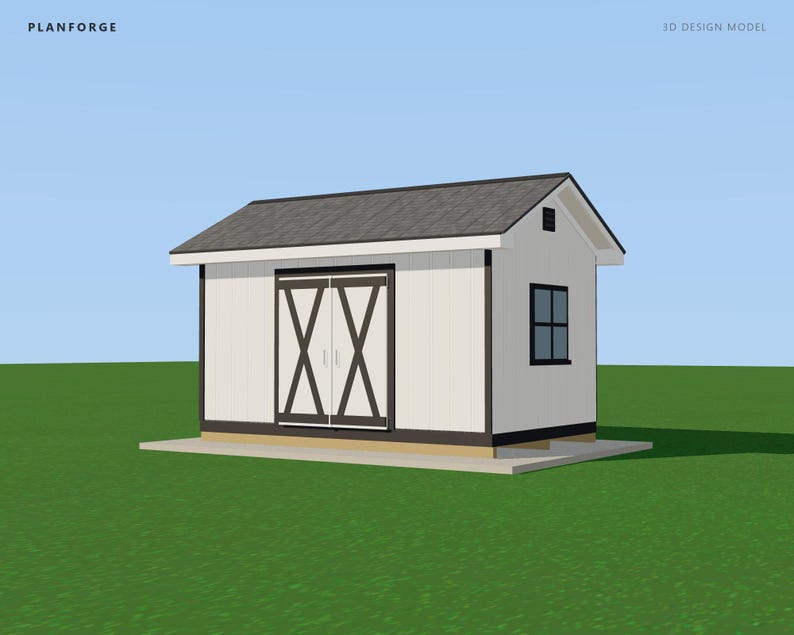 10x16フィートの物置小屋の設計図、建築許可取得準備済みの切妻屋根の物置小屋の建築設計図（材料リスト付き）、ICC認定建築検査官による作図および検査済み 画像 2