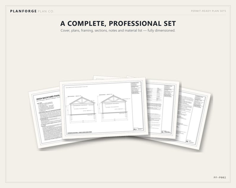 20x24 Pavilion Plans, DIY Permit Ready Backyard Pavilion with Patio Slab, Post Frame Plans, Material List, Drawn by ICC Building Official image 8