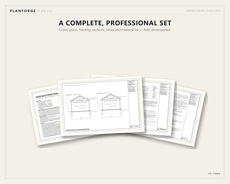 16x20 Pavilion Plans, DIY Permit Ready Backyard Pavilion with Patio Slab, Post Frame Plans, Material List, Drawn by ICC Building Official image 8
