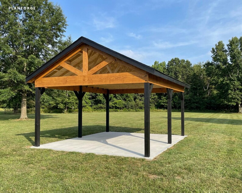 16x20 Pavilion Plans, DIY Permit Ready Backyard Pavilion with Patio Slab, Post Frame Plans, Material List, Drawn by ICC Building Official image 4
