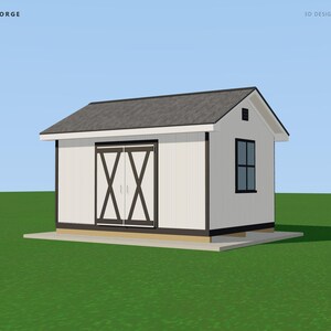 Baupläne für ein 12x16-Gartenhaus, genehmigungsfertige Baupläne für ein Satteldach-Gartenhaus mit Materialliste, gezeichnet und geprüft von einem ICC-zertifizierten Baubeamten Bild 2