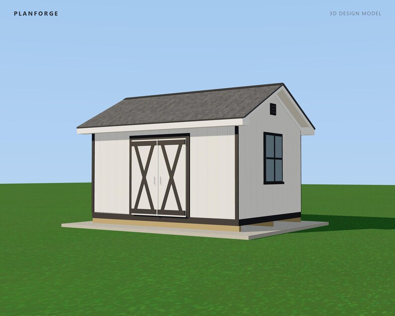 Baupläne für ein 12x16-Gartenhaus, genehmigungsfertige Baupläne für ein Satteldach-Gartenhaus mit Materialliste, gezeichnet und geprüft von einem ICC-zertifizierten Baubeamten Bild 2