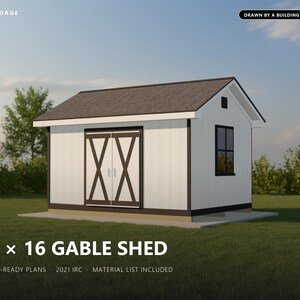 Baupläne für ein 12x16-Gartenhaus, genehmigungsfertige Baupläne für ein Satteldach-Gartenhaus mit Materialliste, gezeichnet und geprüft von einem ICC-zertifizierten Baubeamten Bild 1