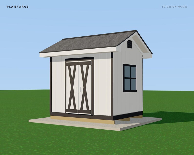 Baupläne für ein 8x10-Fuß-Gartenhaus, genehmigungsfertige Baupläne für ein Satteldach-Gartenhaus mit Materialliste, gezeichnet und geprüft von einem ICC-zertifizierten Baubeamten Bild 2