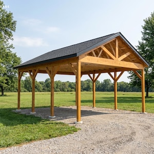 20x24 Carport Plans, DIY Permit Ready 2 Car Open Post Frame Carport Building Plans, Material List, Drawn by ICC Building Official image 2