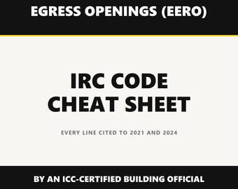 Egress Window Code Cheat Sheet, IRC 2021 plus 2024 Bedroom and Basement Escape Opening Quick Reference PDF | Instant Download
